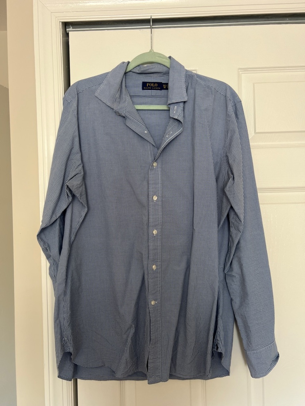 Polo by Ralph Lauren Light Blue Micro-Check Long Sleeve Dress Shirt